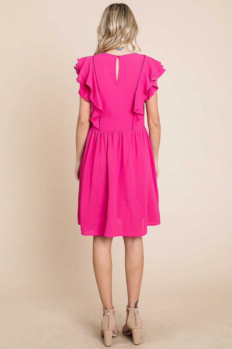 Flutter Sleeve Front Lace Ruched Sundress by RolyPoly Apparel
