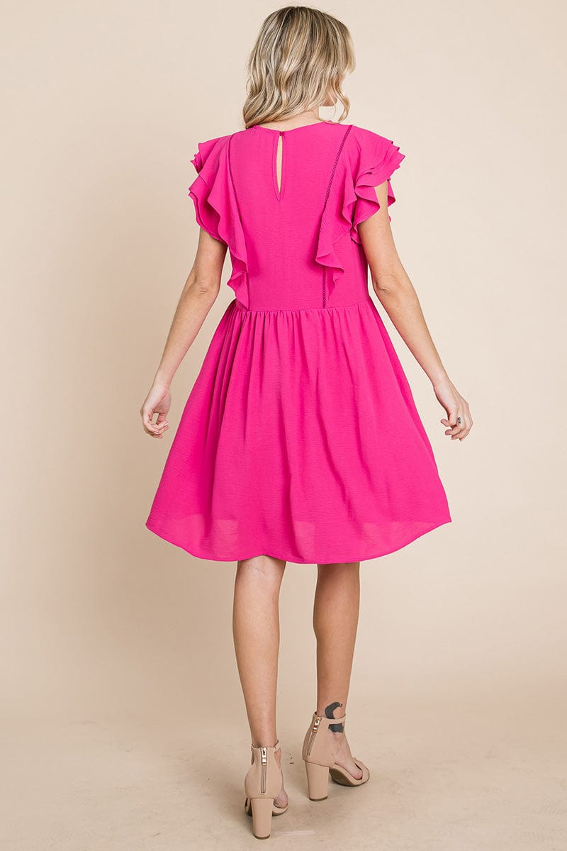Flutter Sleeve Front Lace Ruched Sundress by RolyPoly Apparel