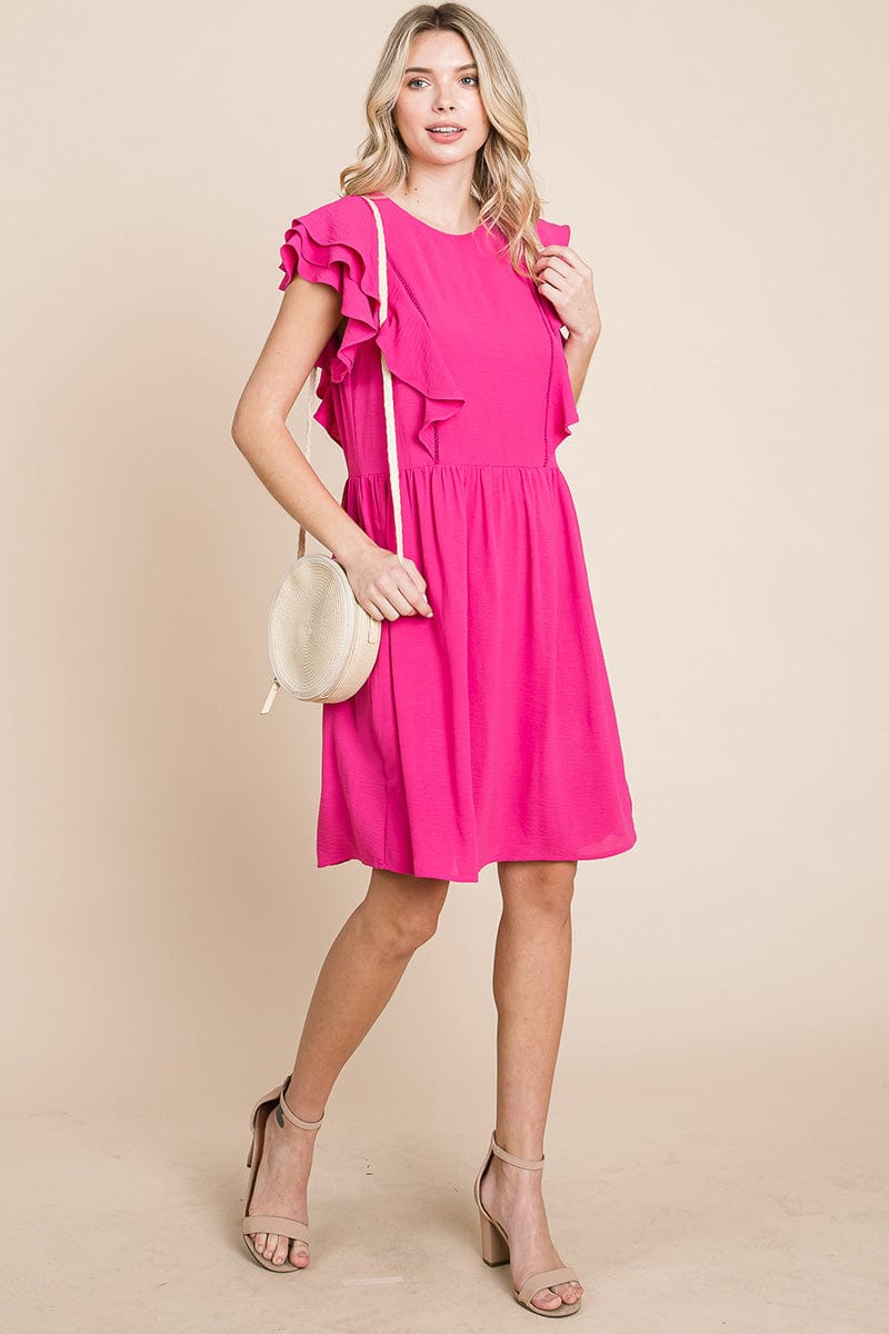 Flutter Sleeve Front Lace Ruched Sundress by RolyPoly Apparel