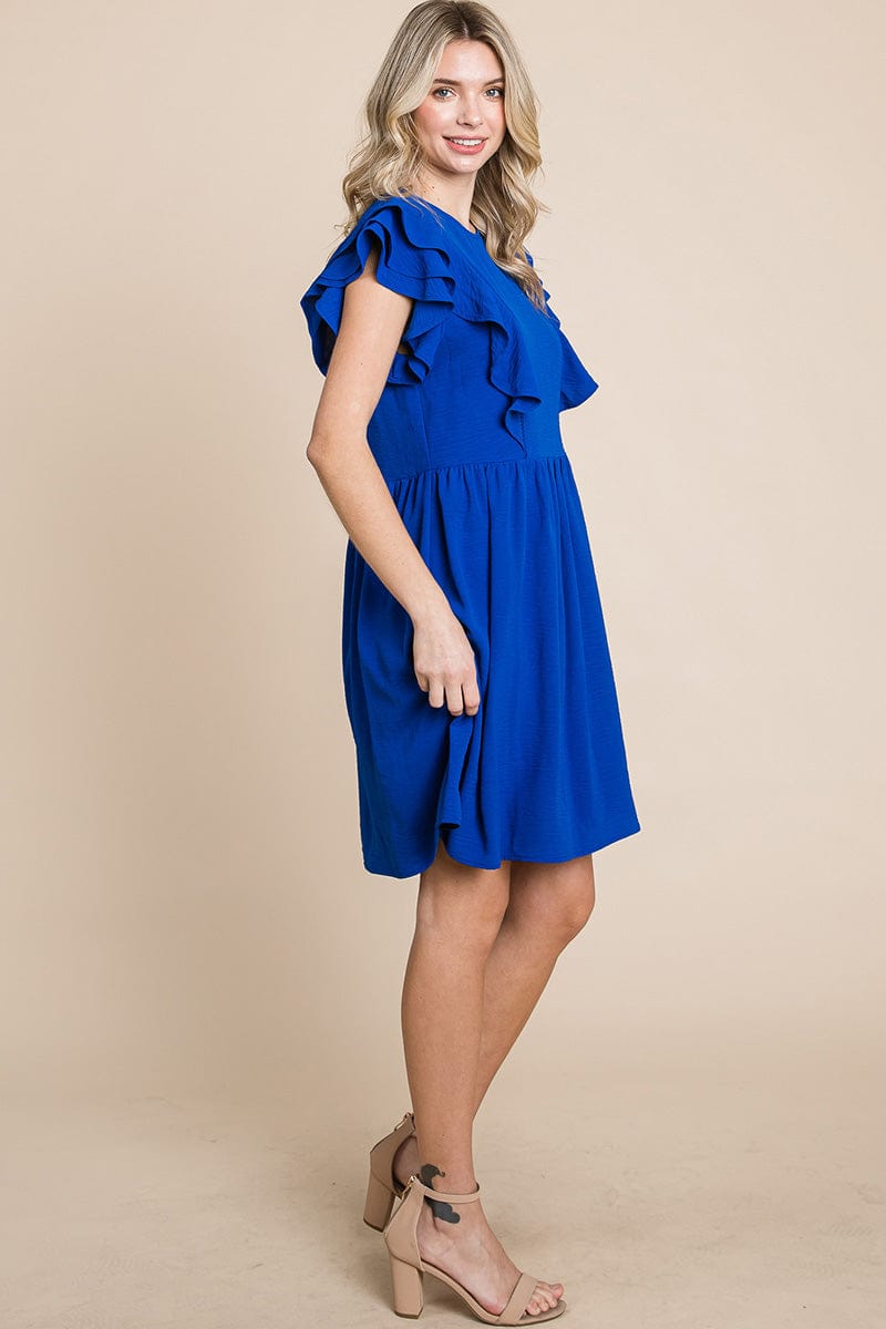 Flutter Sleeve Front Lace Ruched Sundress by RolyPoly Apparel