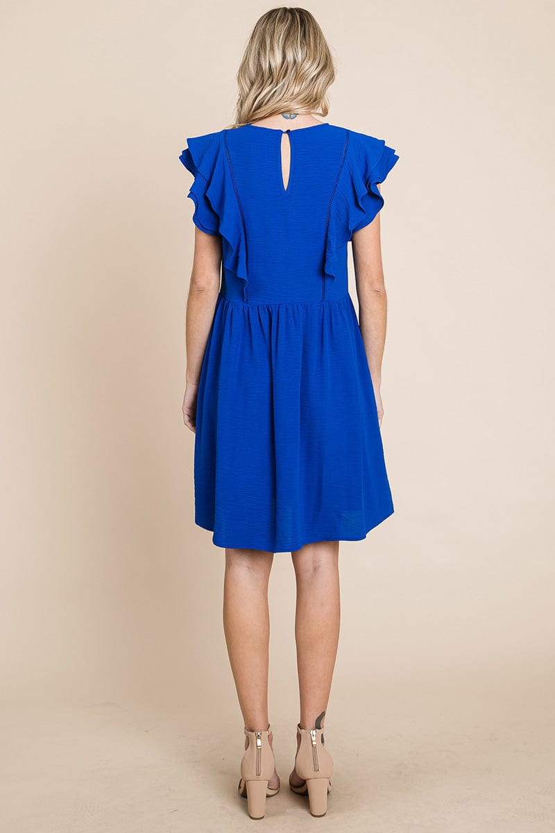 Flutter Sleeve Front Lace Ruched Sundress by RolyPoly Apparel