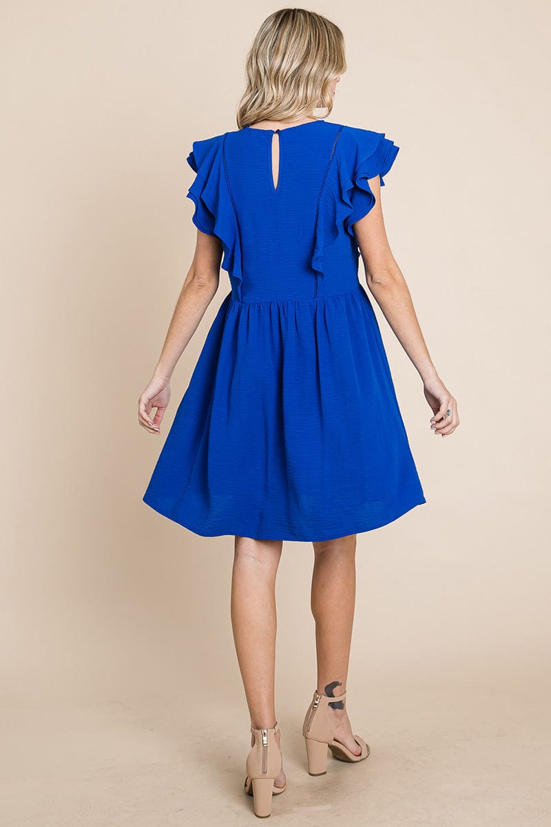 Flutter Sleeve Front Lace Ruched Sundress by RolyPoly Apparel
