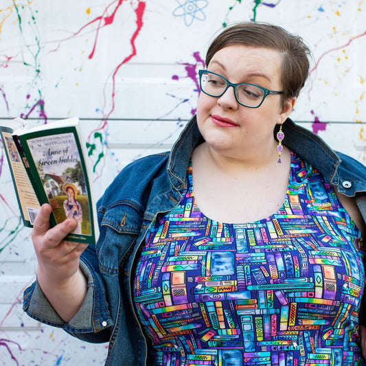 "Lost in the Stacks" Adult Books Sleeveless Dress with Pockets